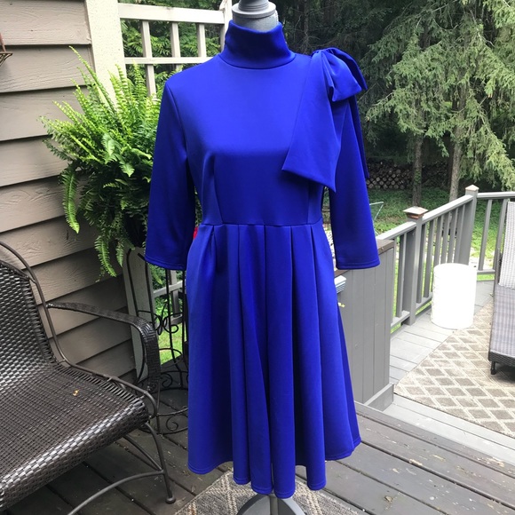 royal blue turtleneck dress